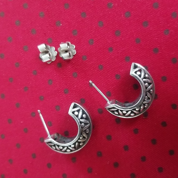 14k Gold & Sterling Silver Earrings - Picture 8 of 13